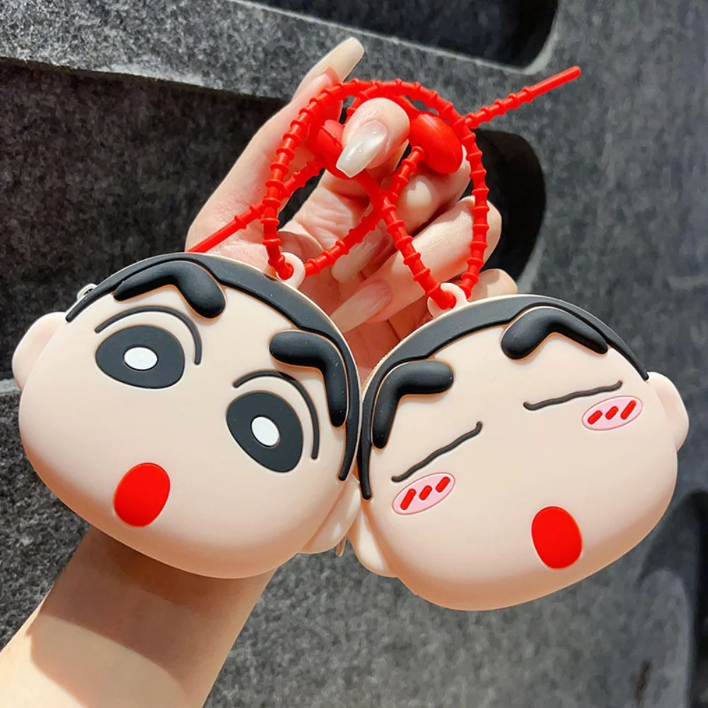 Cartera Kawaii Crayon Shin-Chan, llavero con moneda de dibujos animados, bolsa de almacenamiento para auriculares, mochila para estudiantes, accesorio, regalos de cumpleaños para niñas
