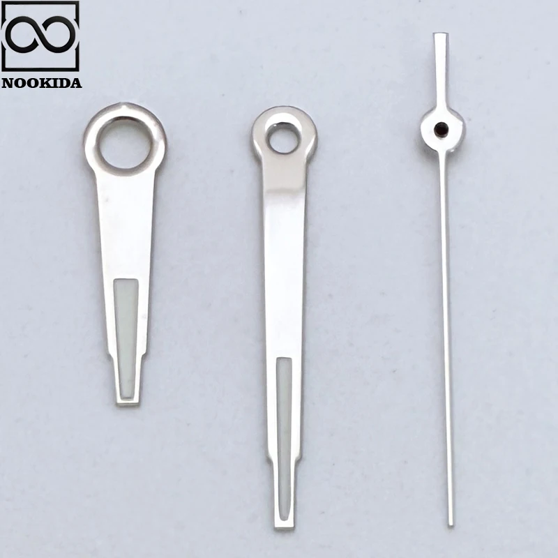 NOOKIDA NH35 シルバーシンプルなポリッシュ時計針グリーン発光フィット NH35 自動運動機械式時計アクセサリー