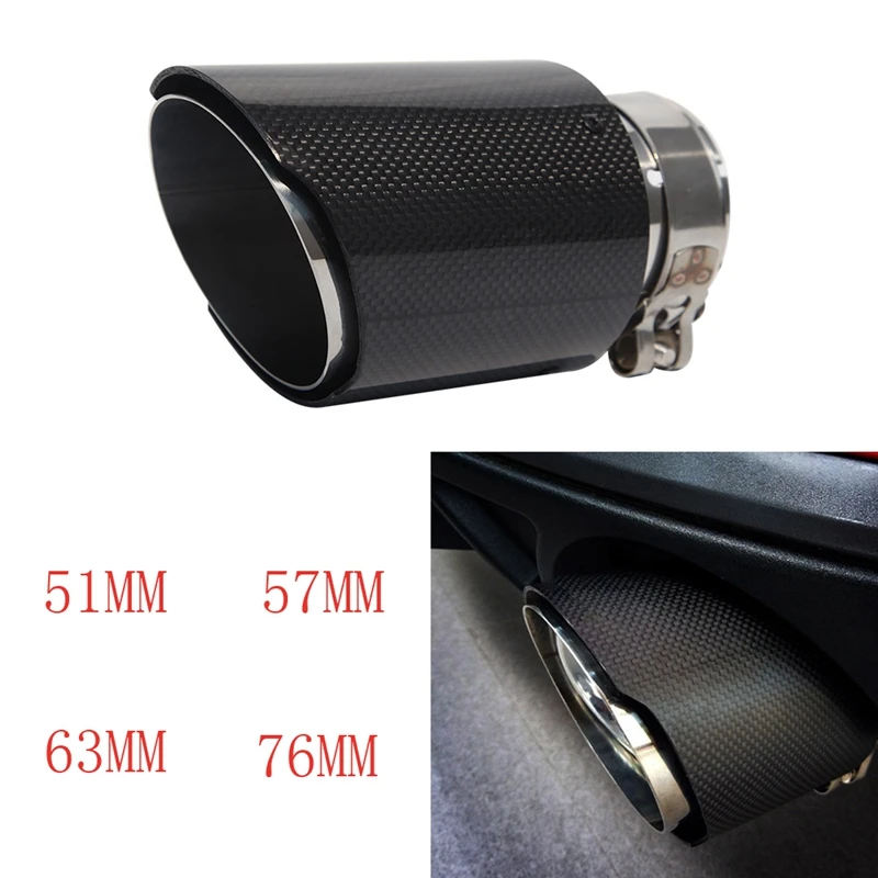 

51/57/63/76MM Upgrade Carbon Fiber Universal Car Exhaust Tip End Muffler Tube Silencer Tails Pipe Straight Decorations Renault