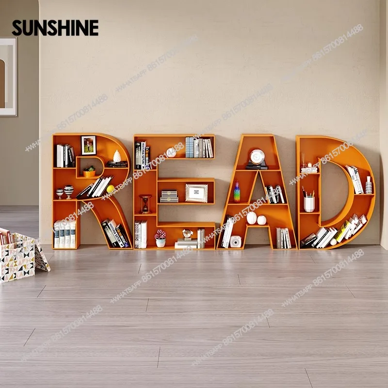 Alphabet Letter Bookshelf – Metal Display Bookcase, Freestanding/Wall-Mounted, Custom A–Z for Kids Room, School & Library