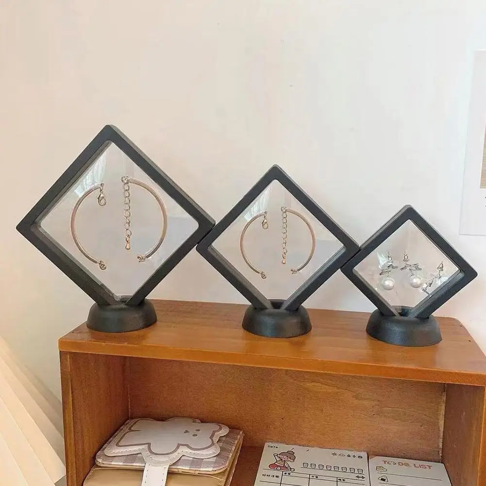 

Floating Frame 3D Display Jewelry Box Suspension Storage PE Film Antioxidation Organizer Floating Flexi Frames Jewelry Holder