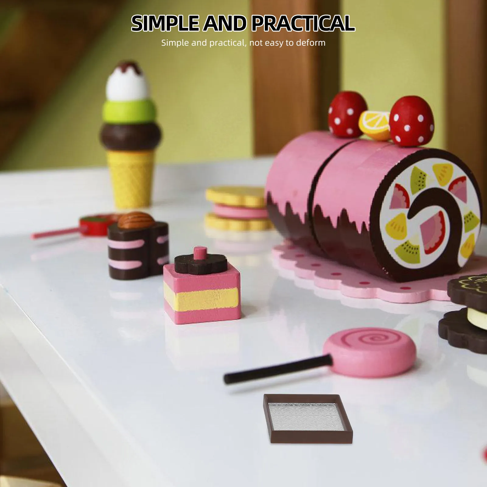 

1Set Miniature Tray Safe Material Mini Food Tray for Mini House Scene Layout Decorations Kitchen Display Accessory