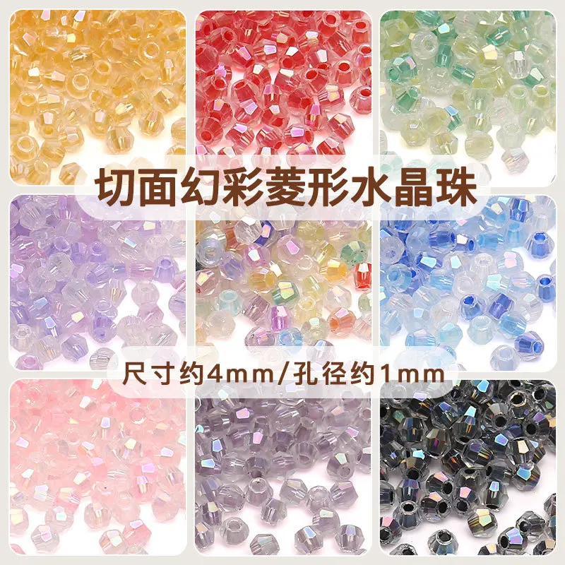 Perles de verre à facettes, perles rondes en cristal d'espacement amples pour la fabrication de bijoux, accessoires de Bracelet et de collier à faire soi-même, vente en gros