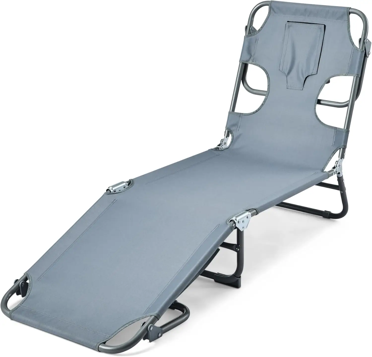 

Складное уличное кресло-шезлонг с регулируемой спинкой, серое, 1 шт. для комфортного отдыха