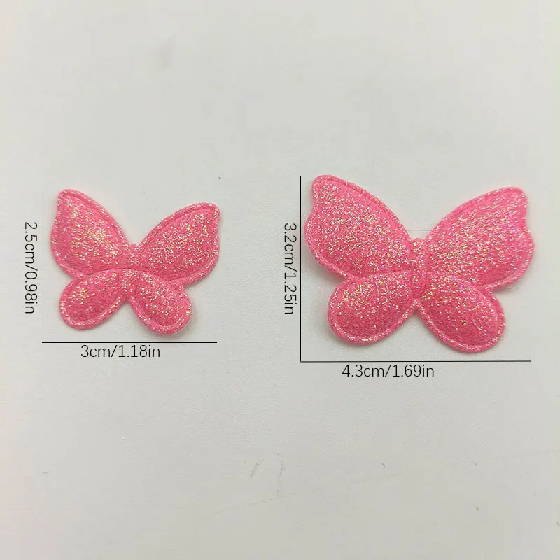 60 Stück gepolsterte Glitzer-Schmetterlings-Applikationen für Kopfbedeckungen, Haarspangen, Zubehör, Hüte, Taschen, Geschenkverpackungen, Dekorationsaufnäher – Detail 4