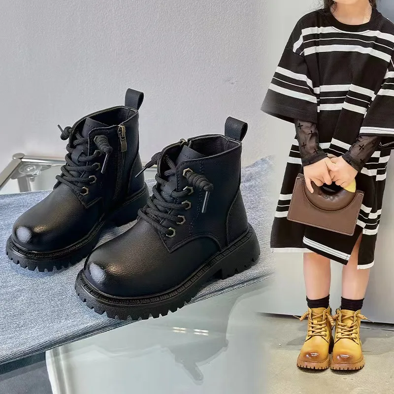 Children Fashion Boots Boys Spring Autumn Girls Shoes Kids Ankle Boot Black Brown British Style Kids Shoes Unisex Boots 3-13T