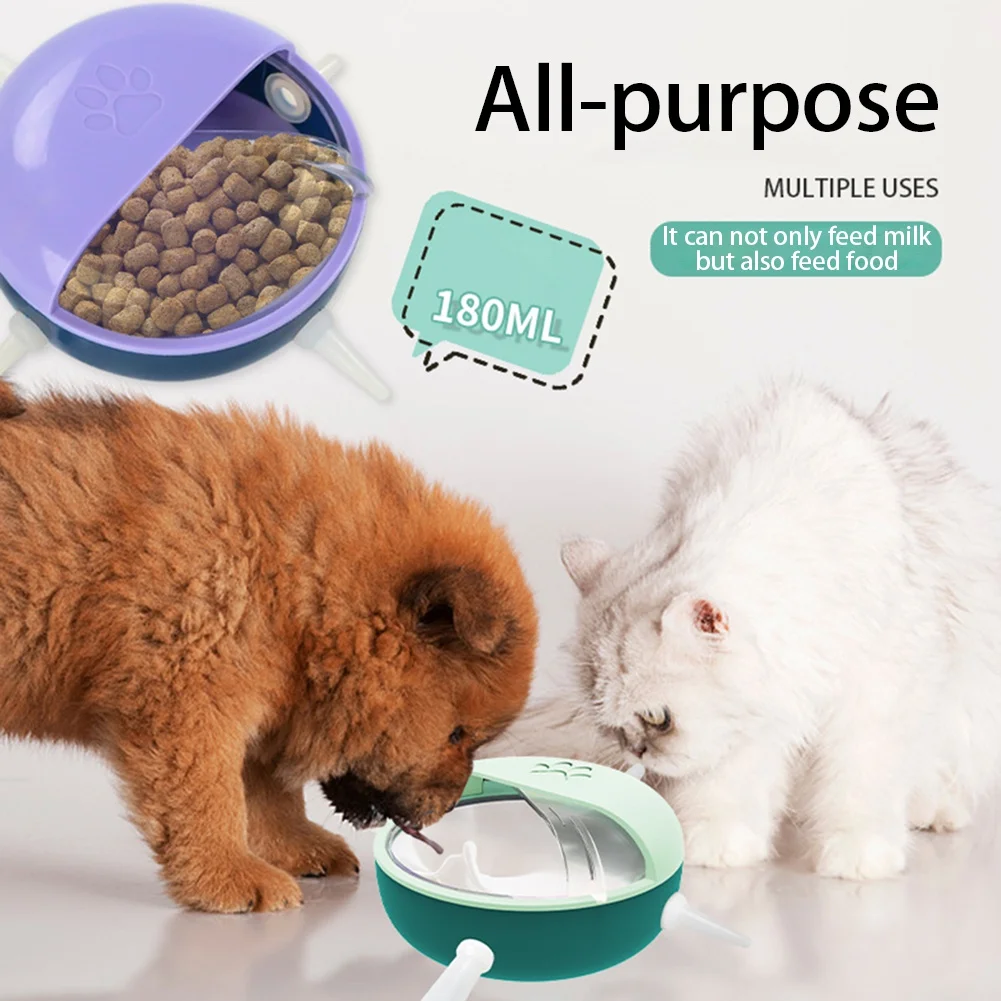 Silicone Puppy Kitten Feeder Nursing Milk Bowl with 4 Nipple Puppy Feeders for Baby Pet Prevent Milk Choking Newborn Pet Supplie