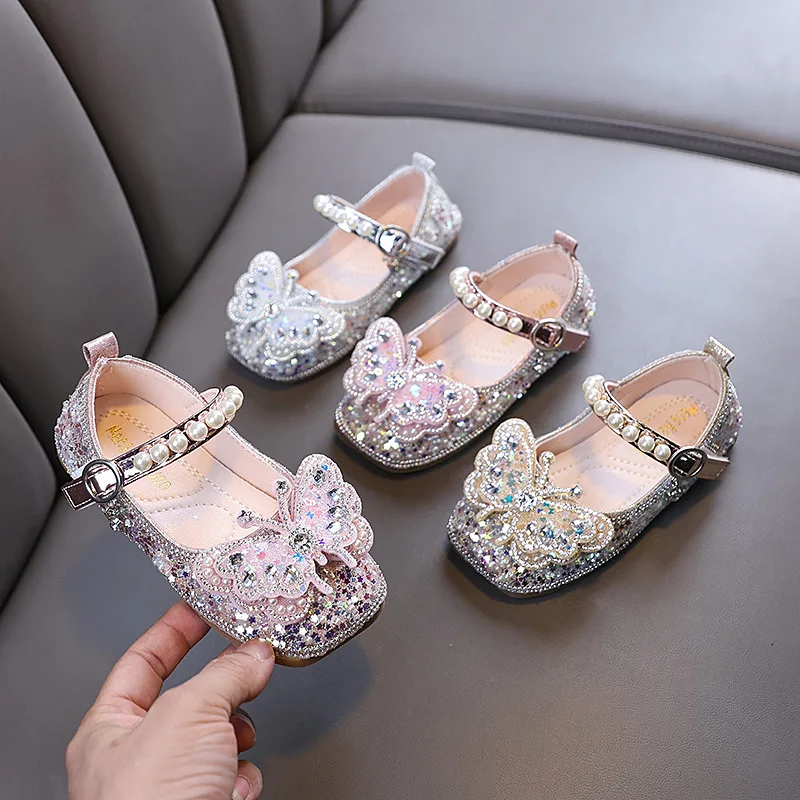 

New Princess Shoes Kids Fashion Girls Bow Tie Mesh Slip Flat Bottom Non-slip Casual Shoes Children Soft Sole Mary Jane Shoes
