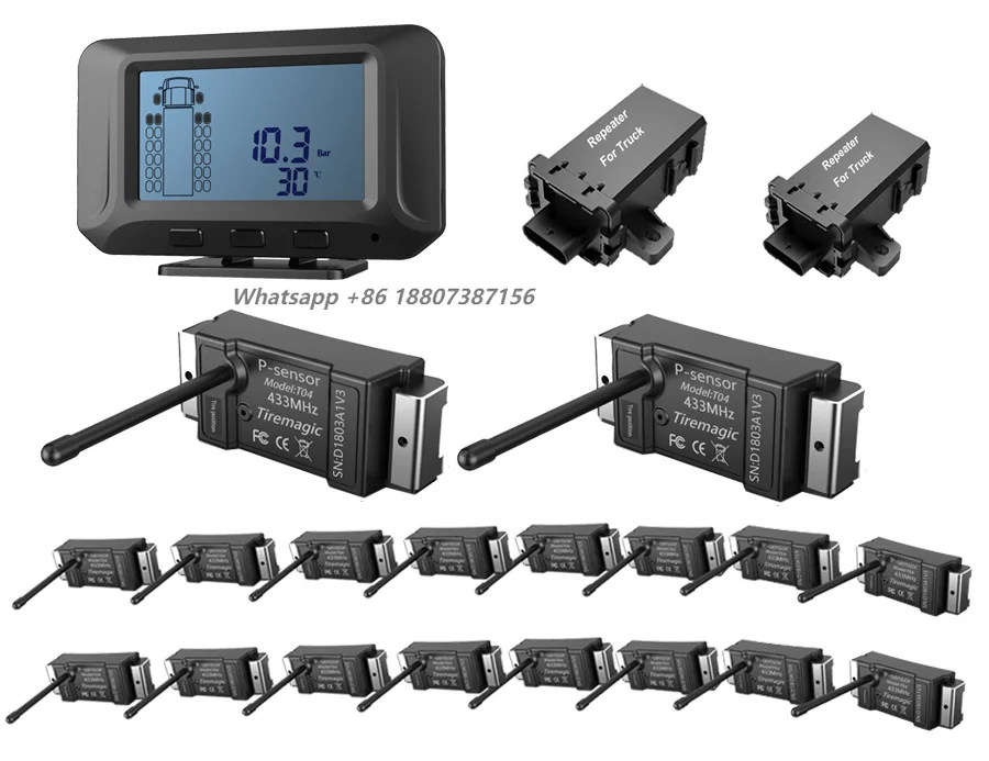 

High Quality TIREMAGIC TD21-18 Wireless 18-Wheel Truck TPMS RS232 24V CE/FCC/RoHS Certified Tire Pressure Monitoring System for