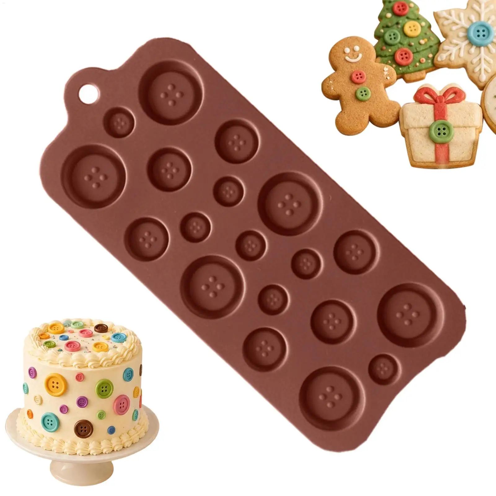 19-Cavity Silicone Chocolate Molds Food Grade Button Mould Non-Stick Baking Mold for Cake Candy Gummy Soap Candle, DIY Craft