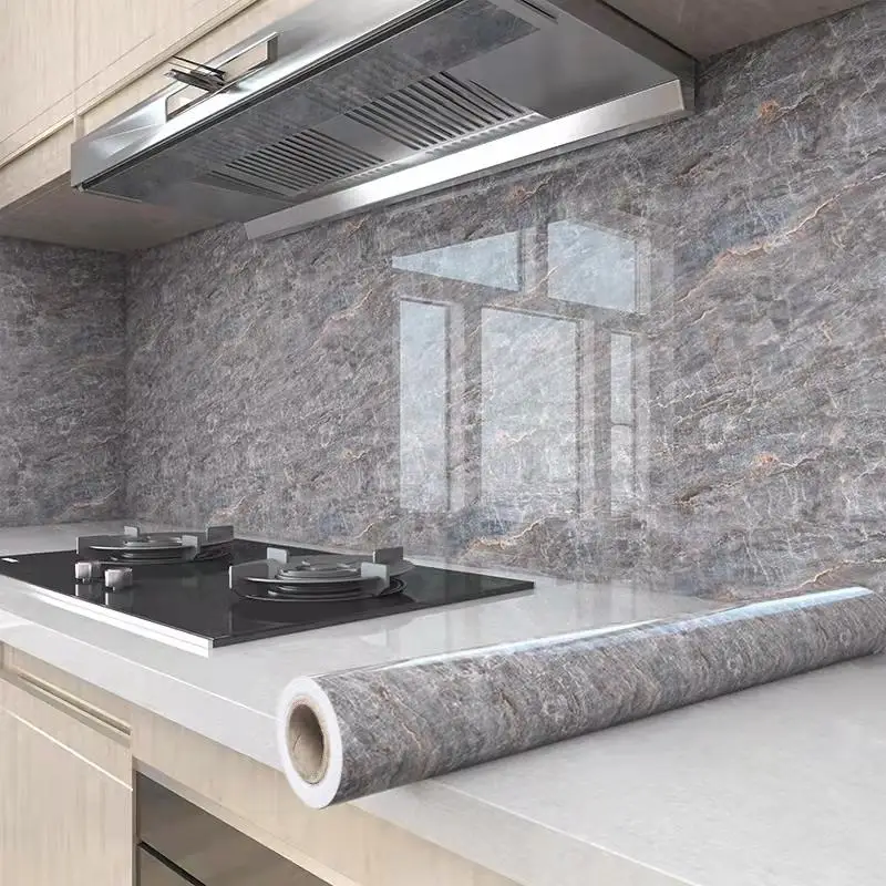 40cm Waterproof Self-Adhesive PVC Marble Oil Resistant and Mold Proof Wall Sticker Bathroom Kitchen Cabinet Countertop Wallpaper