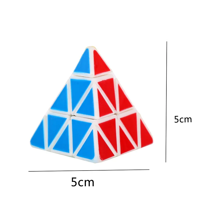 5Pcs Kids Puzzle Toys Triangle Magic Cube 5x5 Third-order Magic Cube 3D Three-dimensional Pyramid Magic Cube Keychain Pendant