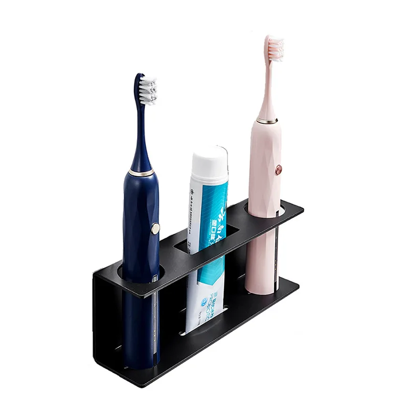 Wall Mounted Electric Toothbrush Holder Black Toothpaste Holder For Bathroom Shelf White Storage Rack For Home Drop Shipping