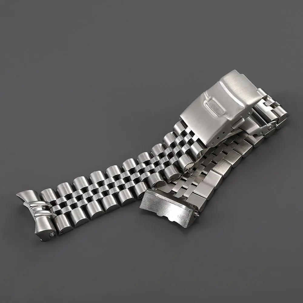 22mm 316L Solid Stainless Steel Jubilee Curved End Watch Strap Band Bracelet Fit For SKX007 SKX009 Watch