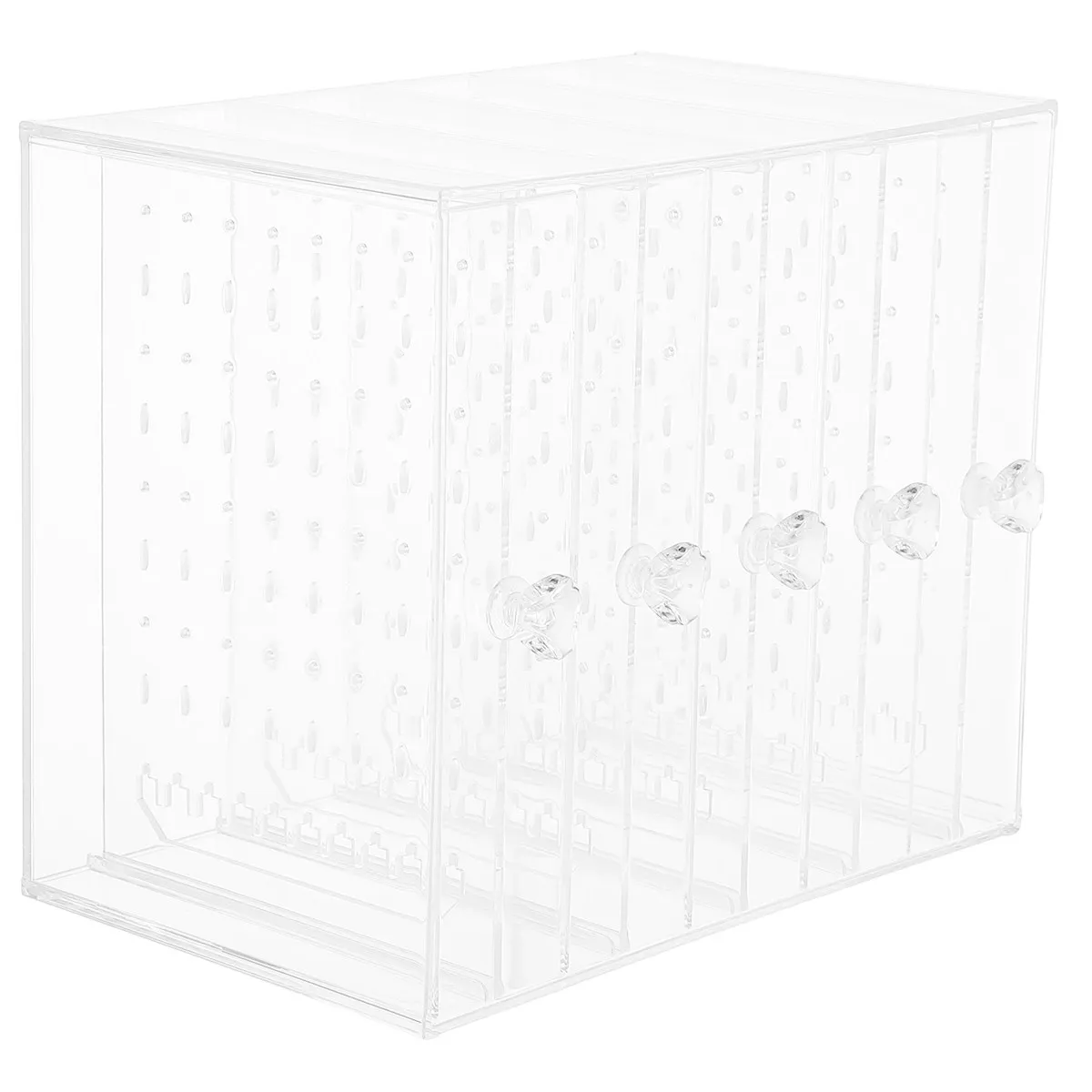 

1 шт. Прозрачная коробка для хранения украшений, прочный пылезащитный органайзер для серег и ожерелий, компактный дизайн, держатель для ювелирных изделий