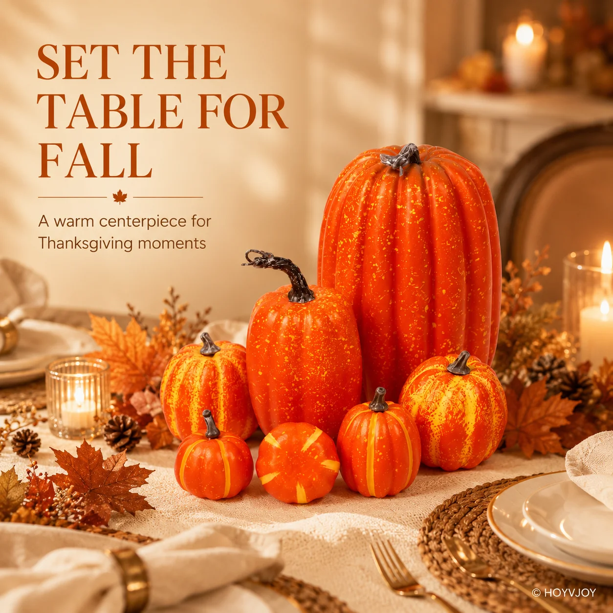 7pcs Pumpkin Autumn Decor Outdoor Orange Foam Plastic Fake Artificial Pumpkin Halloween Harvest Festival Home Table Decor - view 3