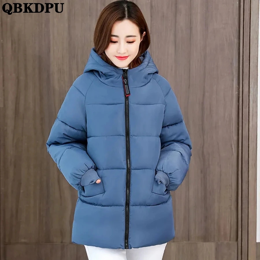 Oversized 8xl Hooded Cotton Padded Parka Mid-length Winter Korean Coats Women Thick Jackets Casual Loose Snow Warm Casaco 140kg