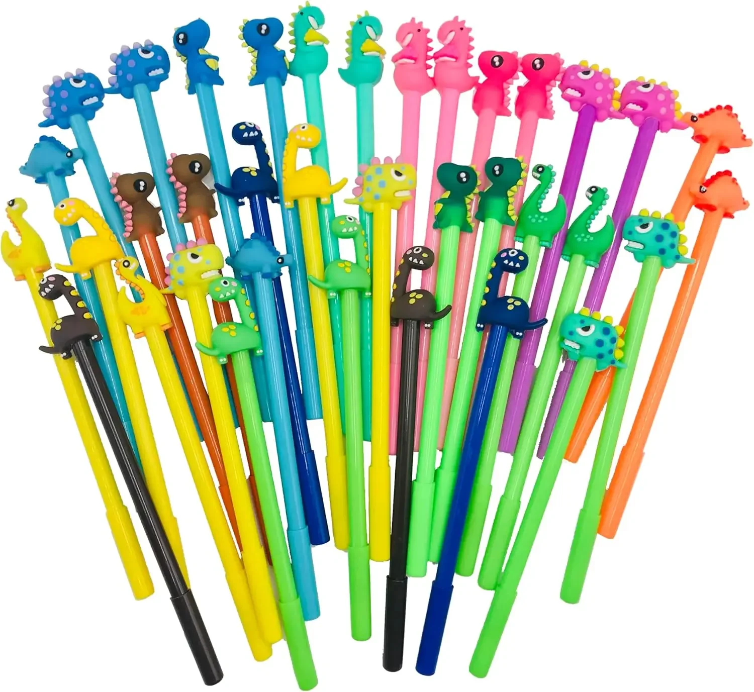 100 Pcs Cute Dinosaur Gel Ink Pens Fun Kawaii Animals Writing Tools 0.5 Mm Novelty for Kids School Office Home Supplies