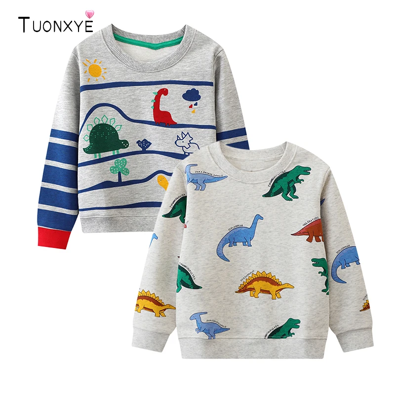 TUONXYE 2pcs Children Sweatshirts Spring Autumn 2026 New Boys Long Sleeve Tops Tees Costumes Cartoon Dinosaur Kids Sweatshirts