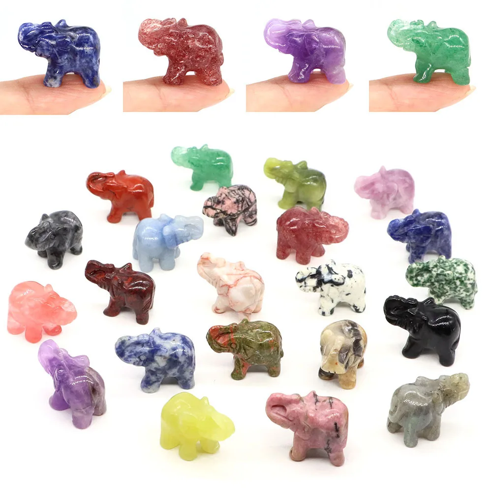 Mini Statue d'éléphant 1 ", pierres naturelles, cristal de guérison, améthyste, Quartz, animaux, artisanat, spécimen minéral, décoration d'intérieur, cadeaux