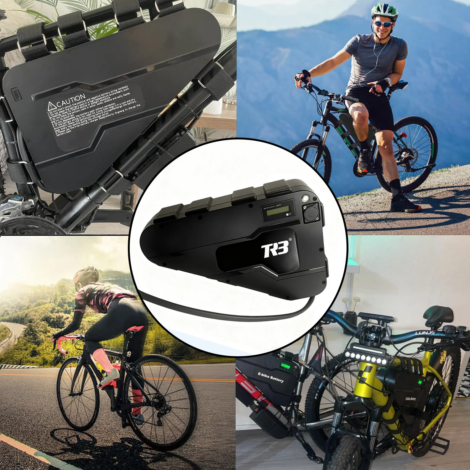 36/48/52/72 فولت 30 أمبير بطارية ليثيوم مثلث حزمة الجملة دراجة هوائية جبلية حقيبة للحمل بطارية 21700 خلية مقاوم للماء مع شاحن