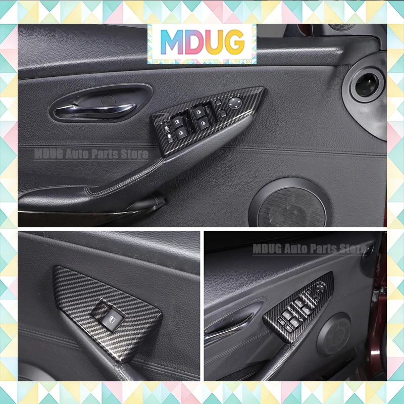 MDUG ABS Car Door Armrest Window Glass Lift Switch Button Panel Cover Trim For BMW 6 Series E63 E64 2004-2009 Interior Accessori