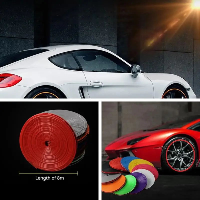 Car Rim Protector Strip Universal Car Wheel Edge Guard Trim Sticker, Anti-scratch Tire Rim Protective Decorative Molding Car Acc