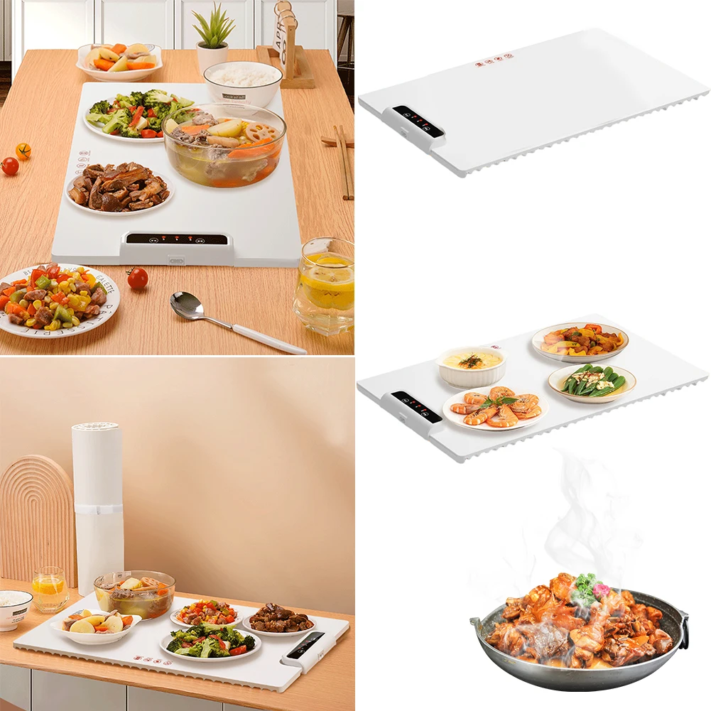 Foldable Food Warmer with Adjustable Temperature Electric Heating Tray Silicone Fast Heating for Home Buffets Restaurants