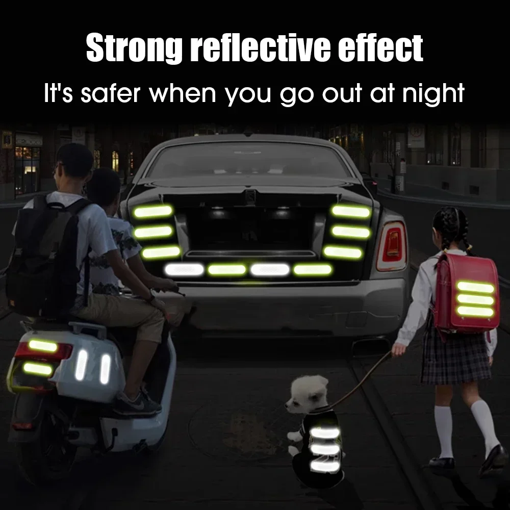 Pegatinas reflectantes de advertencia para casco, accesorios de conducción de seguridad nocturna, pegatinas decorativas fluorescentes, calcomanía