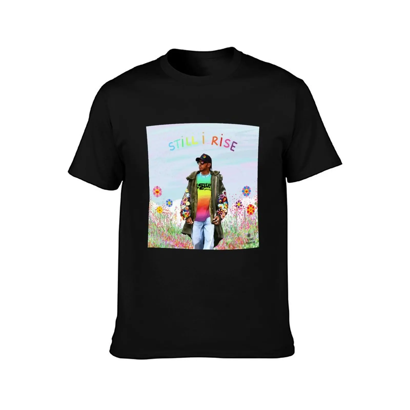 Lewis Hamilton, Still i rise - Ilusfloreada T-Shirt, Summer Casual Cotton Tee, Oversized Streetwear Tops, Vintage Graphic Print