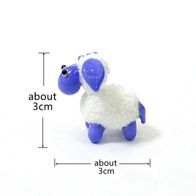 Cute Miniature Glass Sheep Animal Figurine Ornaments for Diy Home Table Kids Room Fairy Garden Micro Landscape Decor Accessories