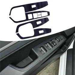 4pcs/Set Carbon Fiber Style Vinyl Door Window Lift Switch Panel Cover Trim Sticker Fit for Hyundai Elantra 2017-2019 2020 LHD