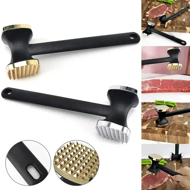 Zinc Alloy Meat Tenderizer Hammer Pork Chop Steak Loose Pounder Needle Dual-Sided Meat Mallet Rubber Grip Handle Kitchen Tool