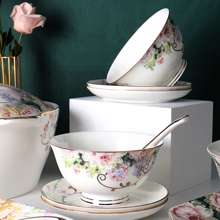 factory price english style fine bone china dinnerware sets porcelain dinner set for gift