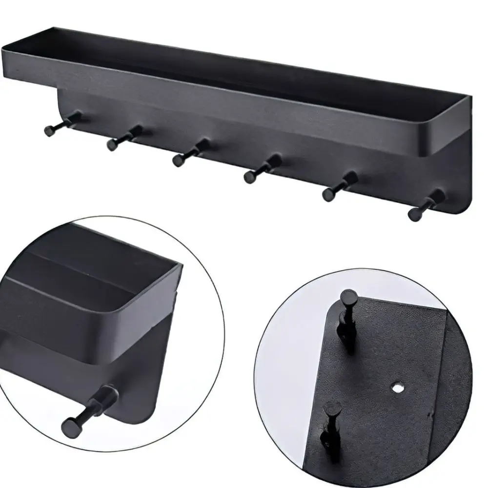 Modern Metal Wall Mount Key Hook Rack With Mail Holder Tray Entryway Organizer For Office Home Kitchen Wall Storage