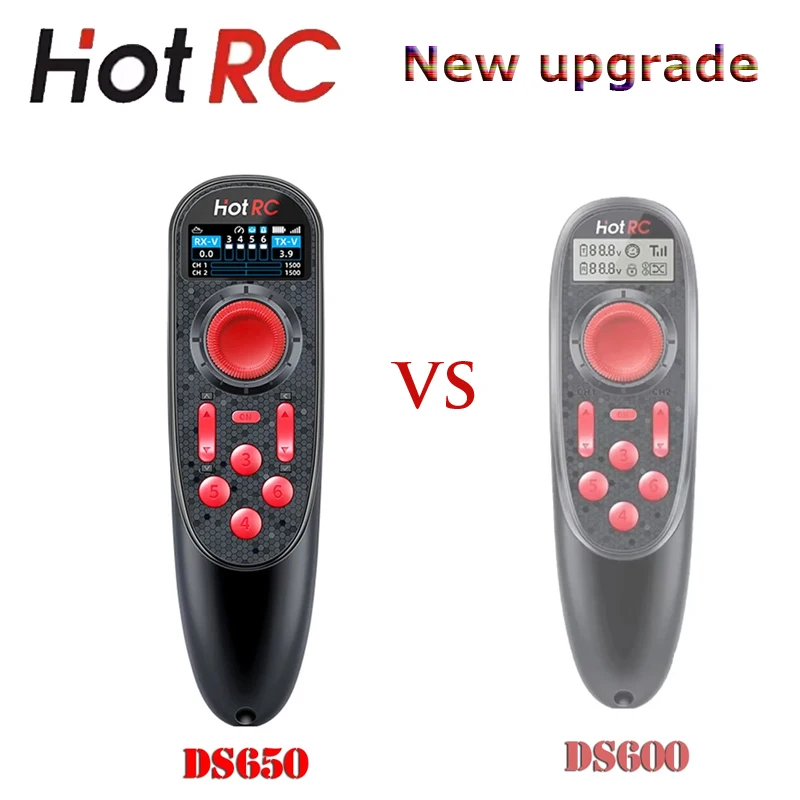 

HotRc 2.4G Transmitter DS650 One Handed Remote Controller Radio System Color Screen Six Channel for RC Car Boat Model Accessorie