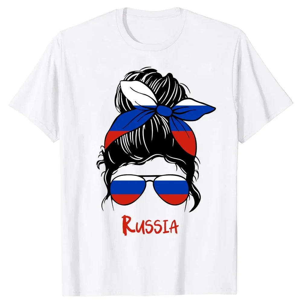 

Funny Russia Russian Girl Woman Flag T Shirts Summer Style Graphic Cotton Streetwear Short Sleeve Birthday Gifts T-shirt