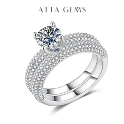 ATTAGEMS 6.5MM Moissanite Couple Ring for Women 925 Sliver Plated 18K Gold Round Cut 1.0CT Diamond Wedding Ring Set for Gifr