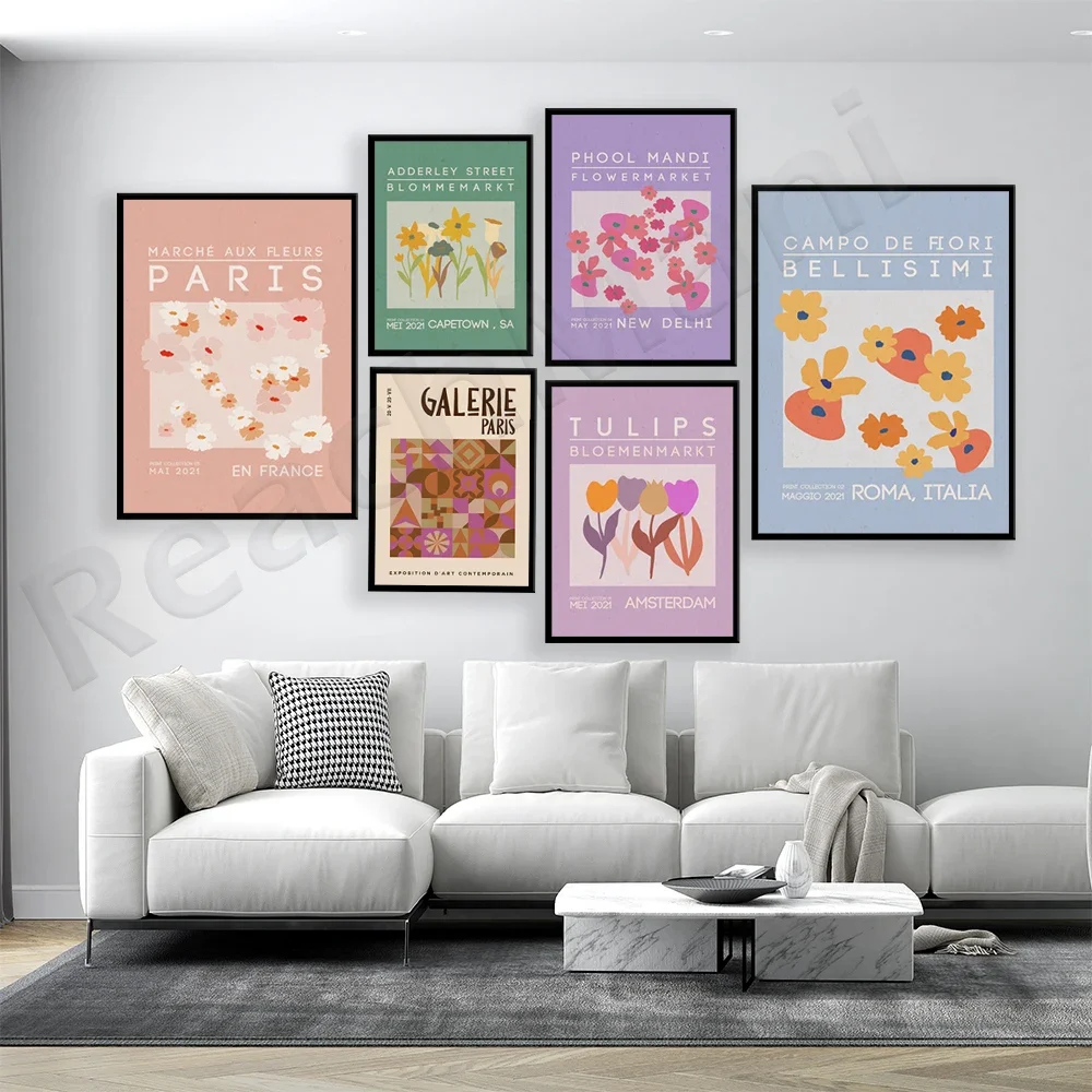 Amsterdam, Paris, New Delhi Rome, Adderley Street, Phool Mandi Indian Flower Market, Paris Decor Graphic Design Poster