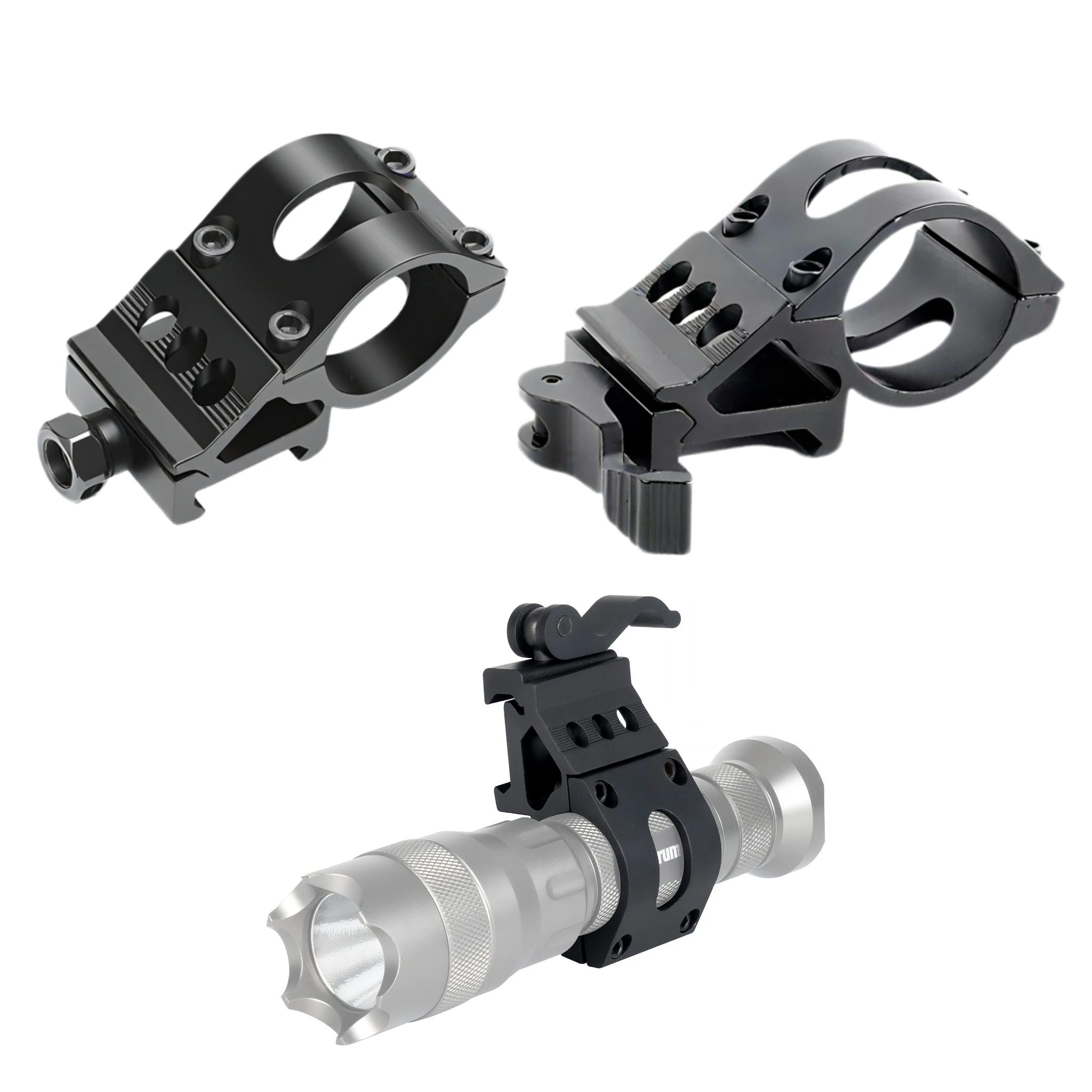 Tactical Quick Release 25.4mm Offset Flashlight Scope Mount 20mm Picatinny Rail 45-Degree Gun Sight Hunting Accessory