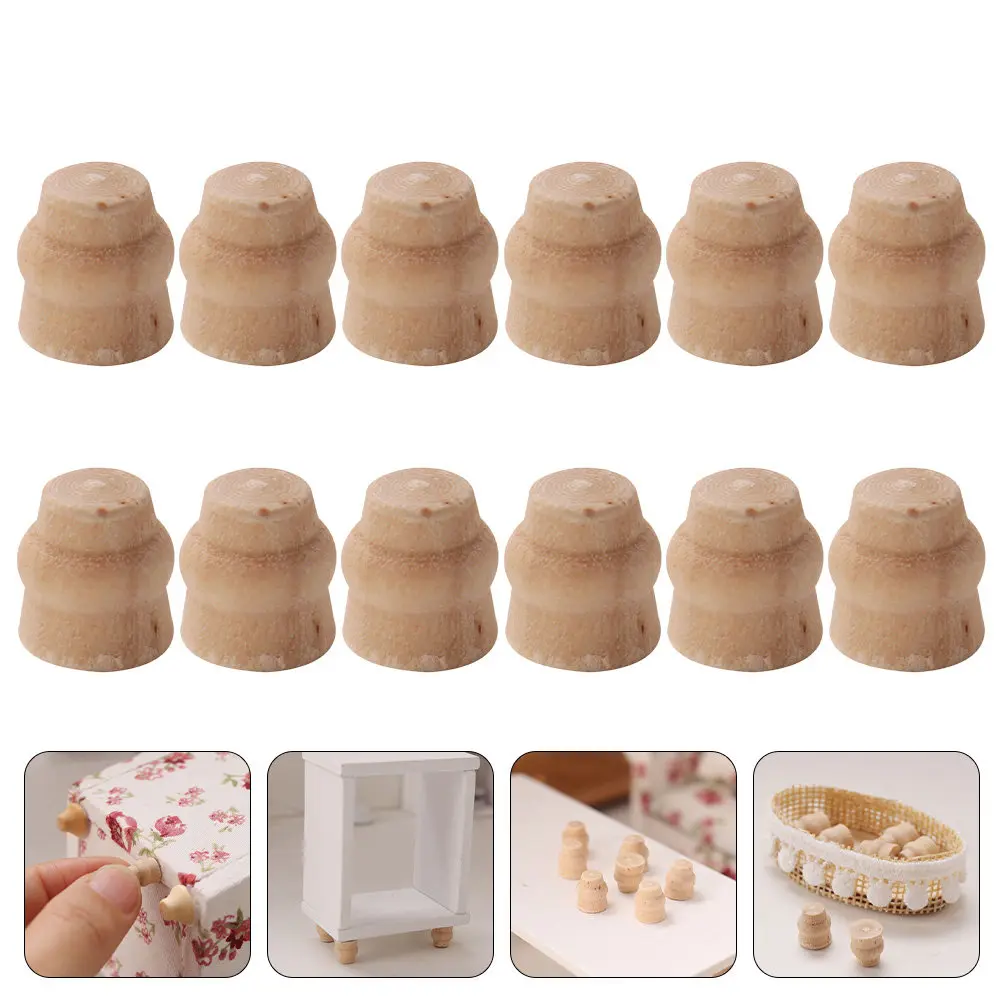 

12Pcs Mini House Wooden Legs Miniature Table Legs Mini Furniture Wood Feet Cabinet Supplies Kids Toys