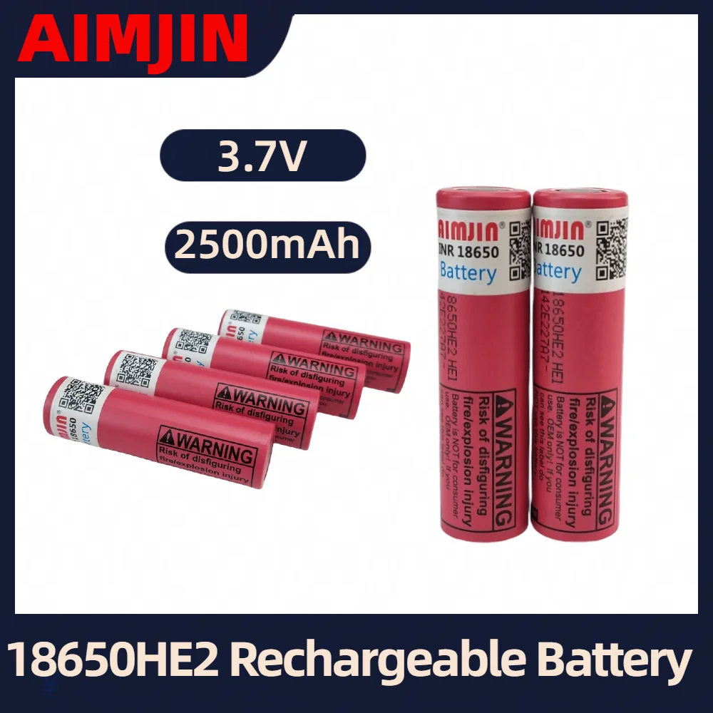 

18650 HE2 3.7V Battery 2500mAh 3.7V 2.5Ah Rechargeable Battery HE2 18650 Battery Power Tool Battery