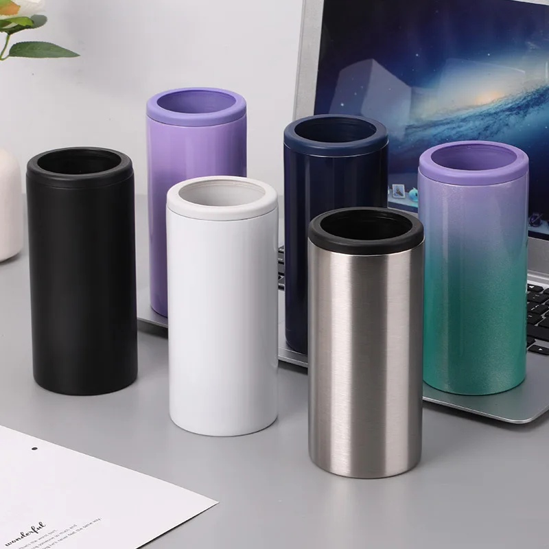 12oz Stainless Steel Beer Can Cooler Double Wall Vacuum Insulated Bottle Holder Sublimation Blank Beer Sleeve