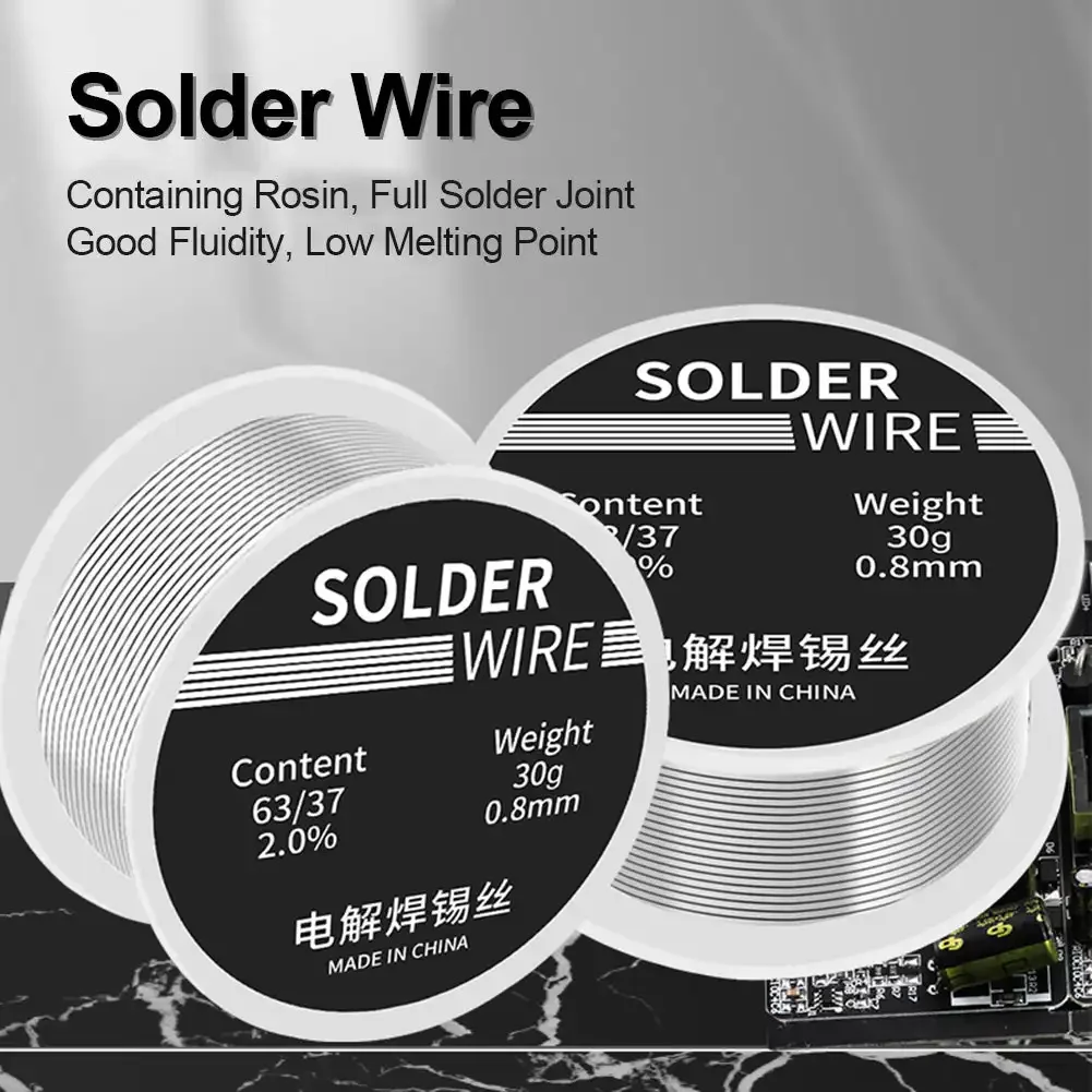 0.8 مللي متر/30 جرام لحام سلك الحديد سلك بكرة لحام أداة لحام مع الأساسية الصنوبري نقطة انصهار منخفضة لا نظيفة تدفق 2.0% القصدير