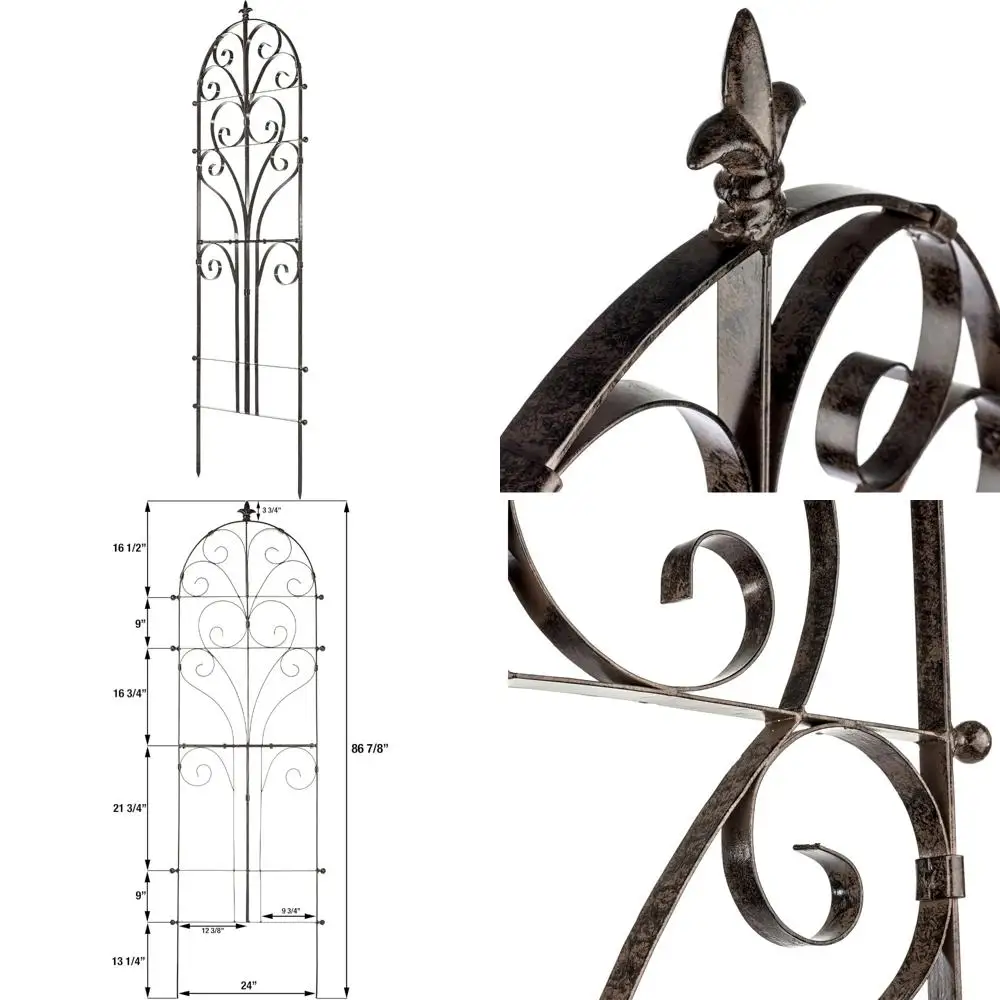 

Large Iron Metal Garden Trellis for Outdoor Climbing Plants, Roses, Ivy, and Clematis - GAR214 Scroll Wall Decor