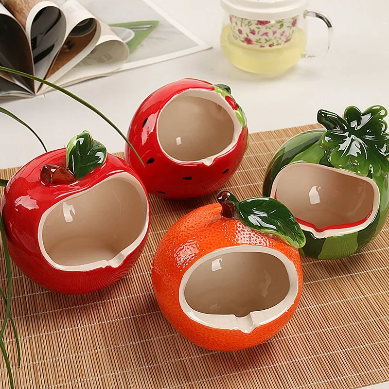 Home Ceramics Fruit Crafts Apple Ashtray Strawberry Living Room Decorations Watermelon European Creative Ashtray Party Gift