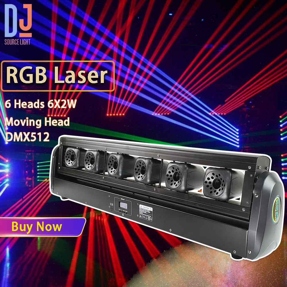 New 6 Head 6X2W RGB Beam Moving Head Light Stage Effect Projector Lights DMX512 For DJ Disco Wedding Show Party Bar Stage Lamp