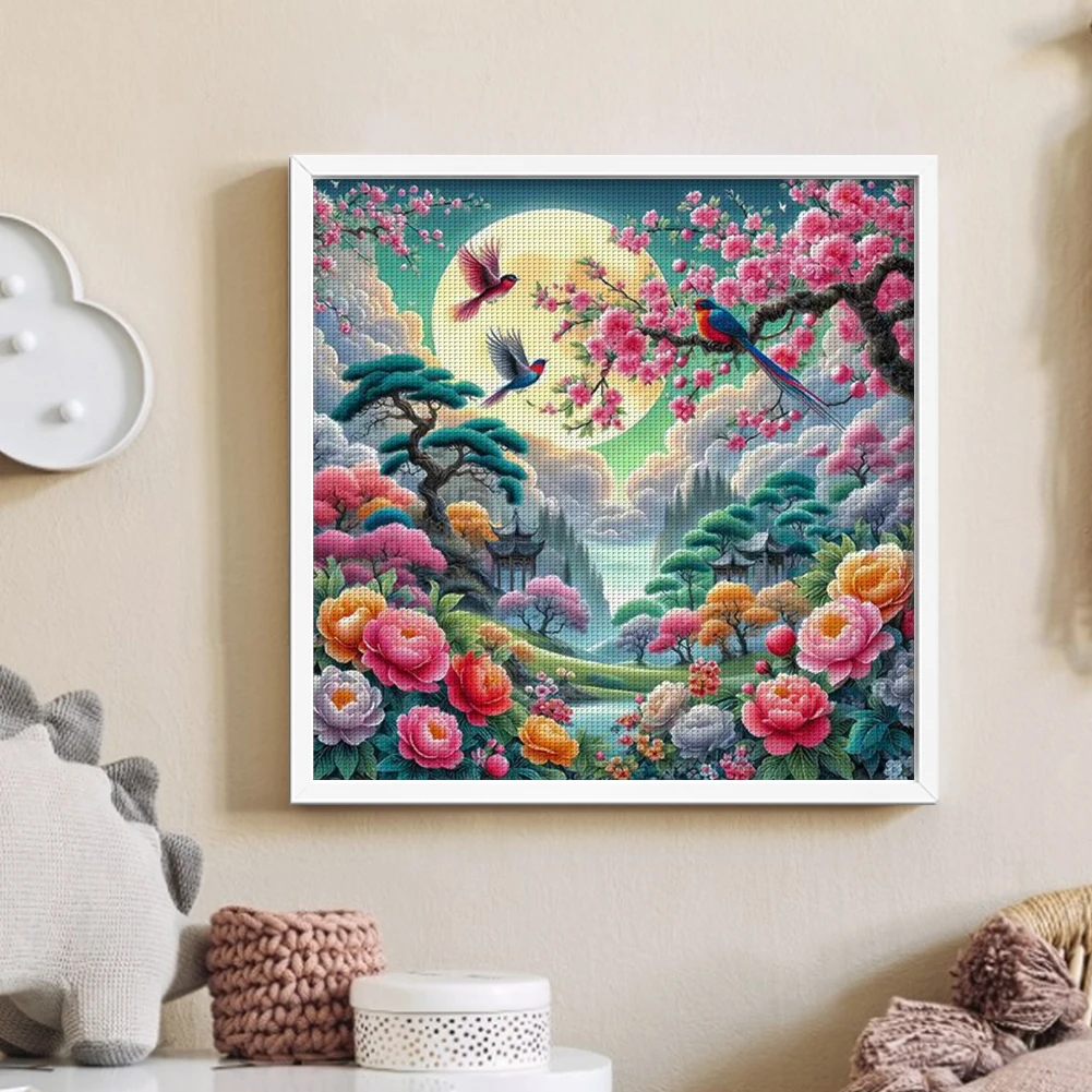 

Полная вышивка хлопчатобумажной нить 9CT с принтом, весенний набор для вышивки крестом 75x75 см