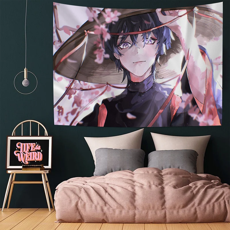 Anime Games Genshin Impact Scaramouche Hippie Wall Hanging Tapestries Wall Hanging Decoration Household Kawaii Room Decor