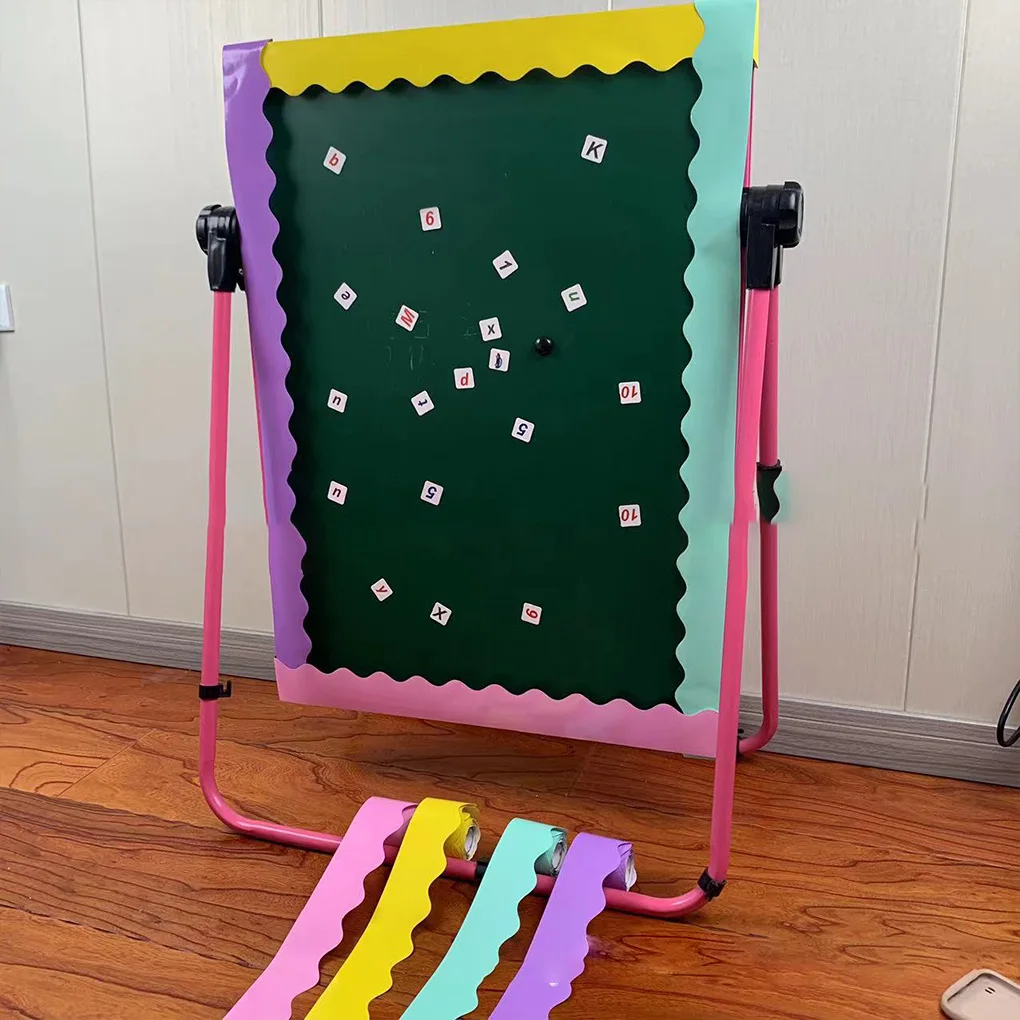 6 قطعة/المجموعة الحدود المموجة الملونة لفة للزينة الفصول الدراسية 6 لفات 10 متر عرض الحدود D